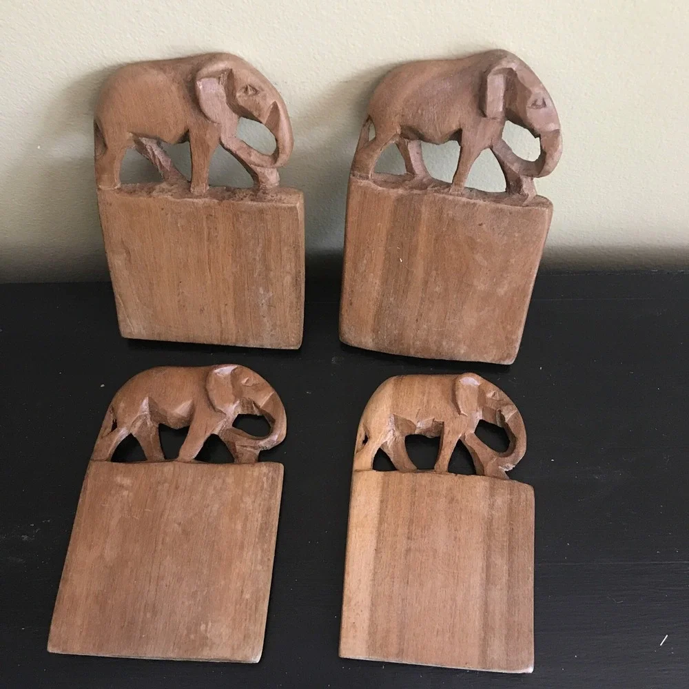 Wooden Hand Carved Coasters (Set of 4)